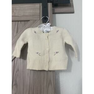 NWT Ralph Lauren 3–6 months, floral cardigan cream with purple flowers